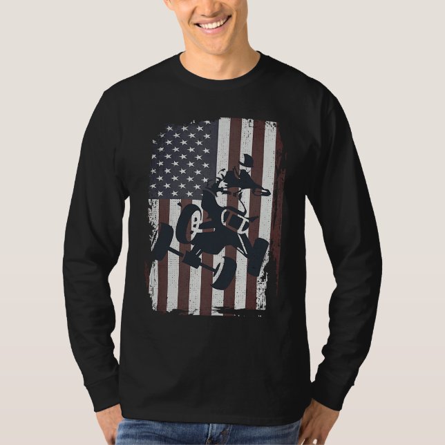 Four Wheeler ATV Quad Racing Rider USA American Fl T Shirt (Framsida)