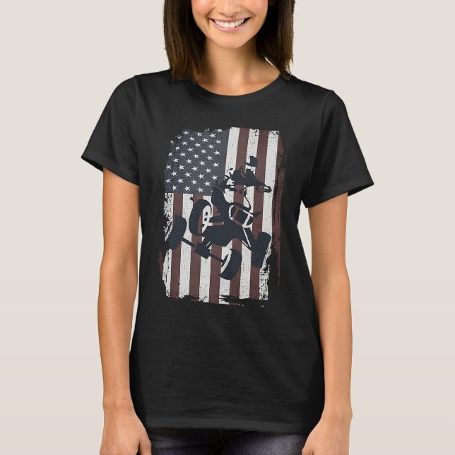 Four Wheeler ATV Quad Racing Rider USA American Fl T Shirt (Framsida)