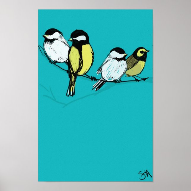 fourakande fåglar poster (Framsidan)