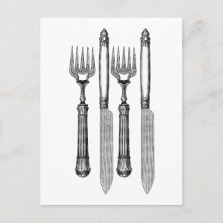 Fourchette et couteau Vintage Vykort