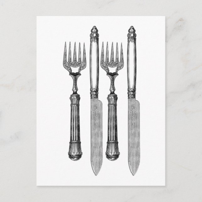 Fourchette et couteau Vintage Vykort (Framsida)