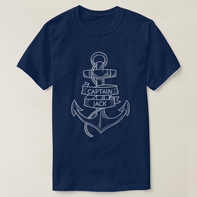 Foured Anchor Anpassningsbar kapten Manar Navy T Shirt (Design framsida)