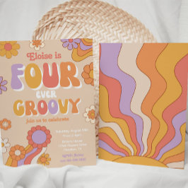 Fourever Groovy-inbjudan | 4E FÖDELSEDAGEN Inbjudningar