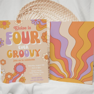 Fourever Groovy-inbjudan 4E FÖDELSEDAGEN Inbjudningar