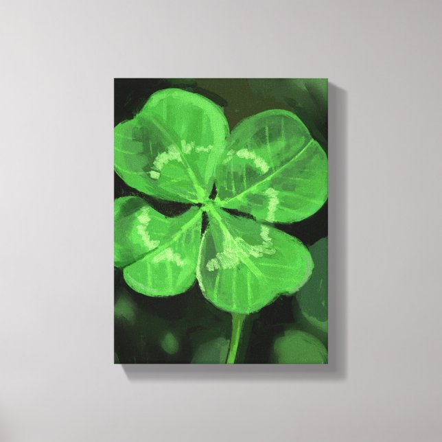 Fourleaf Clover Painting - Still-Life Illustration Canvastryck (Framsida)