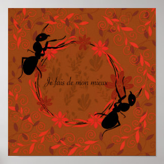 fourmi, bekräftelse positiv, fras inspirante poster