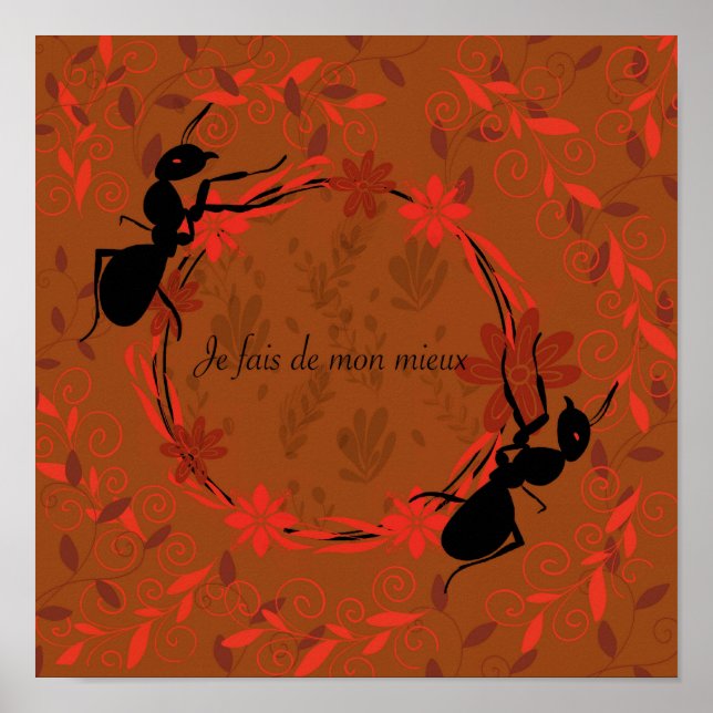 fourmi, bekräftelse positiv, fras inspirante poster (Framsidan)