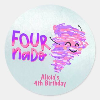 Fournado T-Shirt Classic Round Sticker Runt Klistermärke