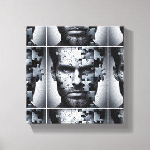 Foursome - en man's ansikte puzzle canvastryck