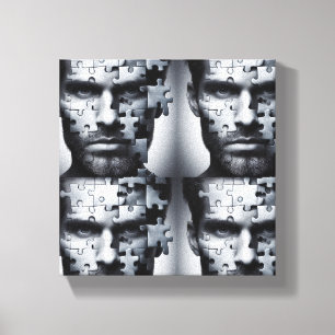 Foursome - en man's ansikte puzzle canvastryck