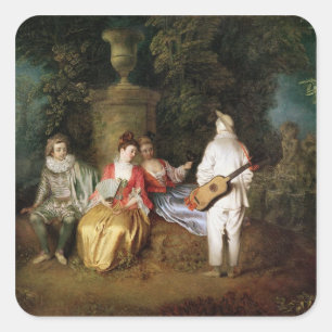 Foursomen, c.1713 fyrkantigt klistermärke