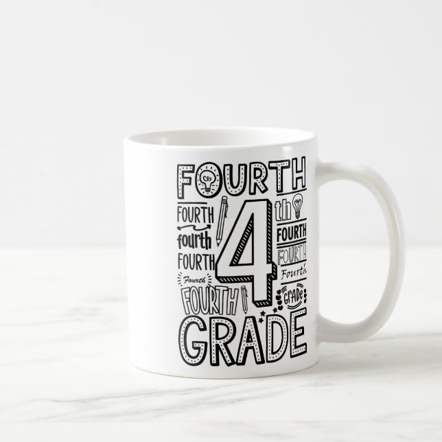 Fourth 4th Grade Typography Back To School  Kaffemugg (Höger)