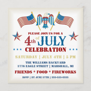 Fourth av den Juli firandeinbjudan Inbjudningar