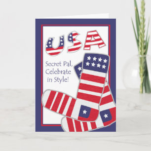 Fourth av Juli för den hemliga palen, patriotiska Kort