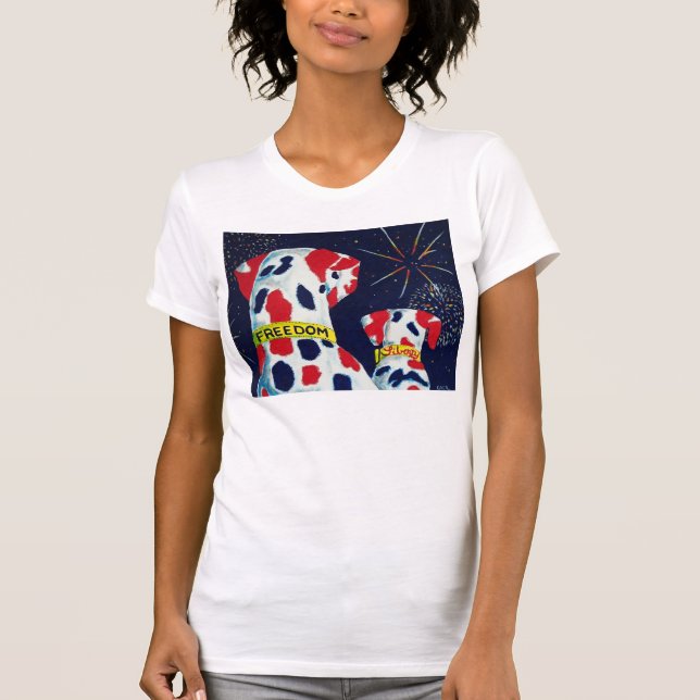 Fourth av Juli frihets- & frihetDalmatians Tee (Framsida)