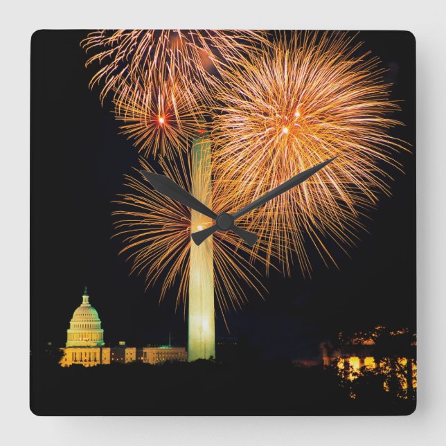 Fourth av Juli, fyrverkerivisning, horisont Fyrkantig Klocka (Framsida)