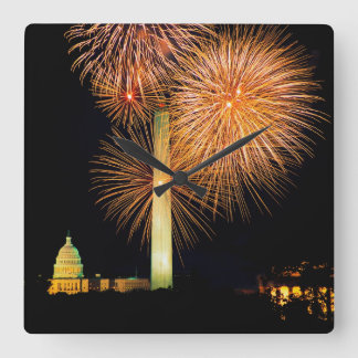 Fourth av Juli, fyrverkerivisning, horisont Fyrkantig Klocka