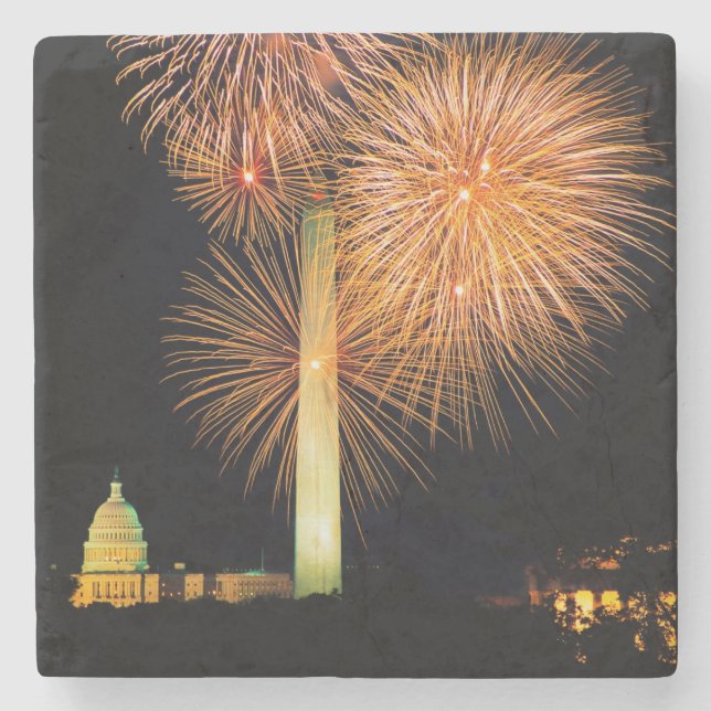 Fourth av Juli, fyrverkerivisning, horisont Stenunderlägg (Framsidan)