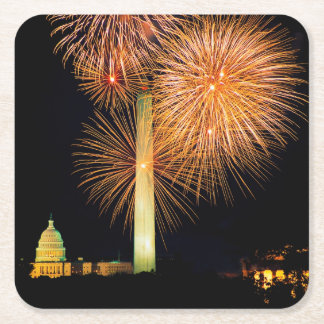 Fourth av Juli, fyrverkerivisning, horisont Underlägg Papper Kvadrat