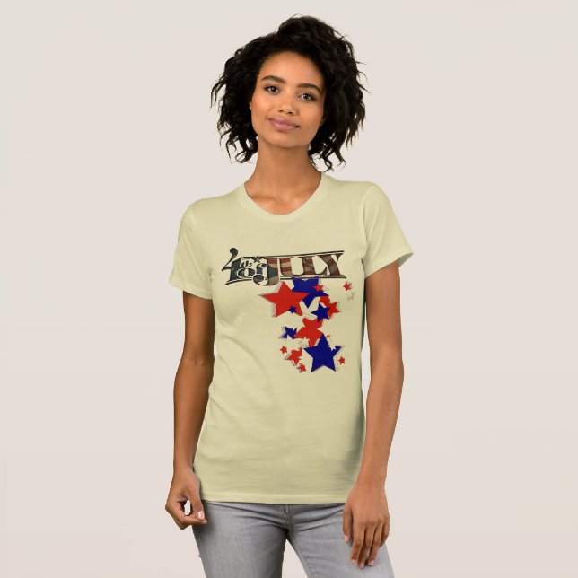 Fourth av Juli med stjärnor Tee Shirt (Hel framsida)