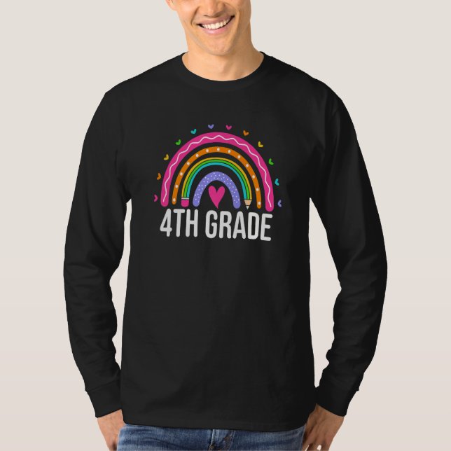 Fourth Grade Rainbow Back To School 4th Grade Squa T Shirt (Framsida)