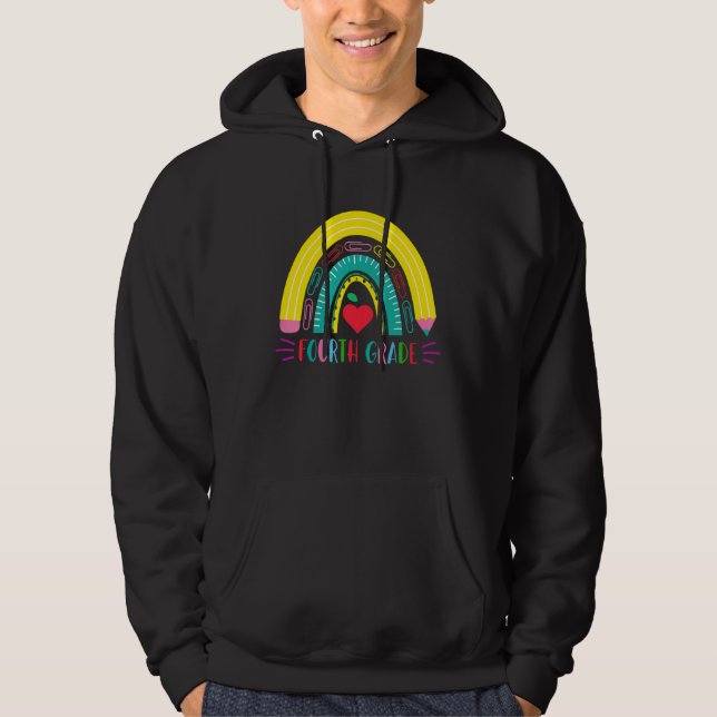 Fourth Grade Rainbow Girls Boys Teacher Team 4th G Hoodie (Framsida)