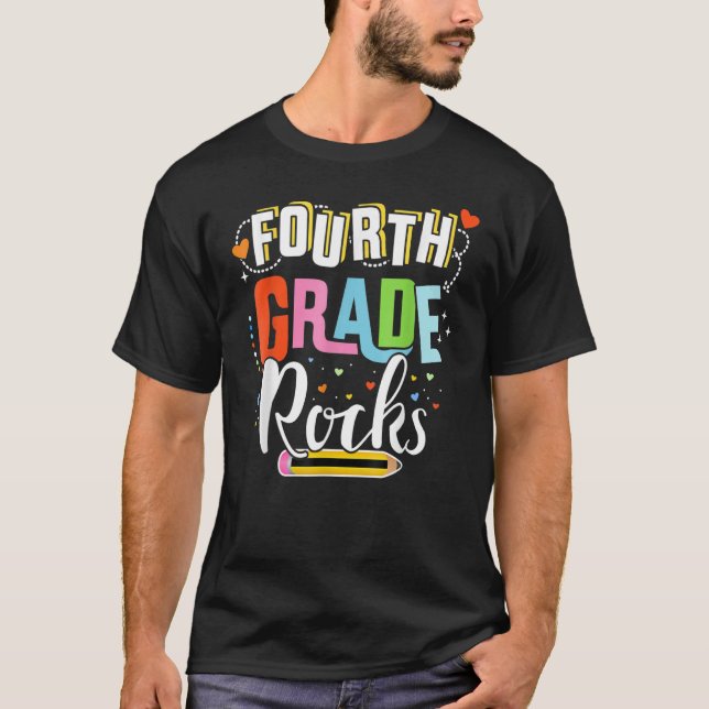 Fourth Grade Rocks 4th Back To School Teacher Stud T Shirt (Framsida)
