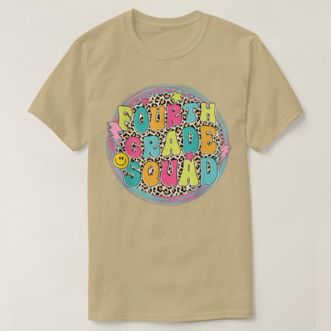 Fourth Grade Squad Back To School Leopard Boys Gir T Shirt (Design framsida)