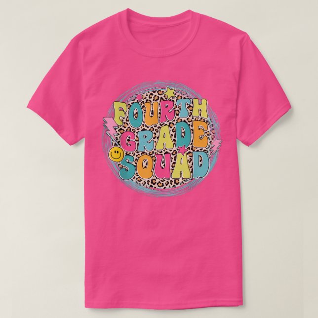 Fourth Grade Squad Back To School Leopard Boys Gir T Shirt (Design framsida)