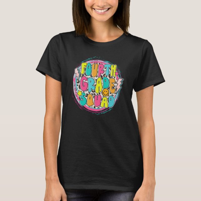 Fourth Grade Squad Rainbow 4th Grade Teacher Back  T Shirt (Framsida)