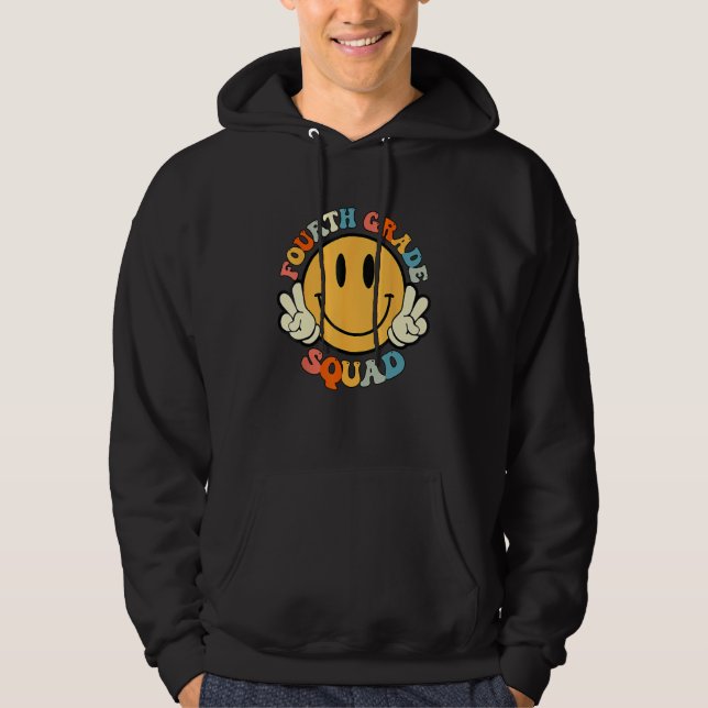 Fourth Grade Squad Smile Face Teacher Student Back Hoodie (Framsida)