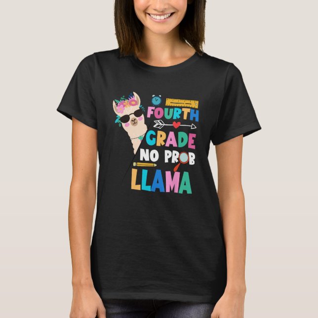 Fourth Grade Teacher Student No Prob Llama Back To T Shirt (Framsida)