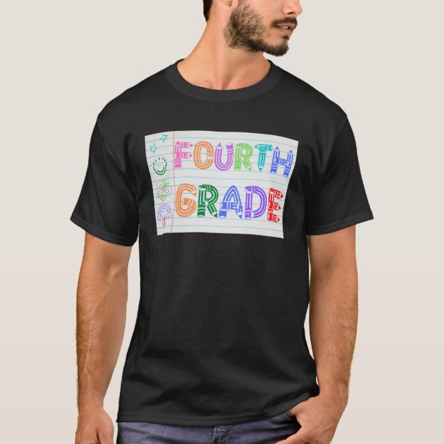 Fourth Grade Team Cute Doodle School Kids Teacher  T Shirt (Framsida)