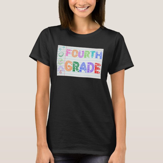 Fourth Grade Team Cute Doodle School Kids Teacher  T Shirt (Framsida)