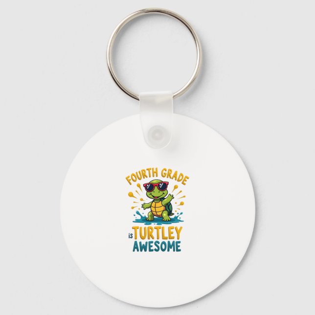 Fourth Grade Turtle-y Awesome First Day of Fourth  Nyckelring (Framsida)