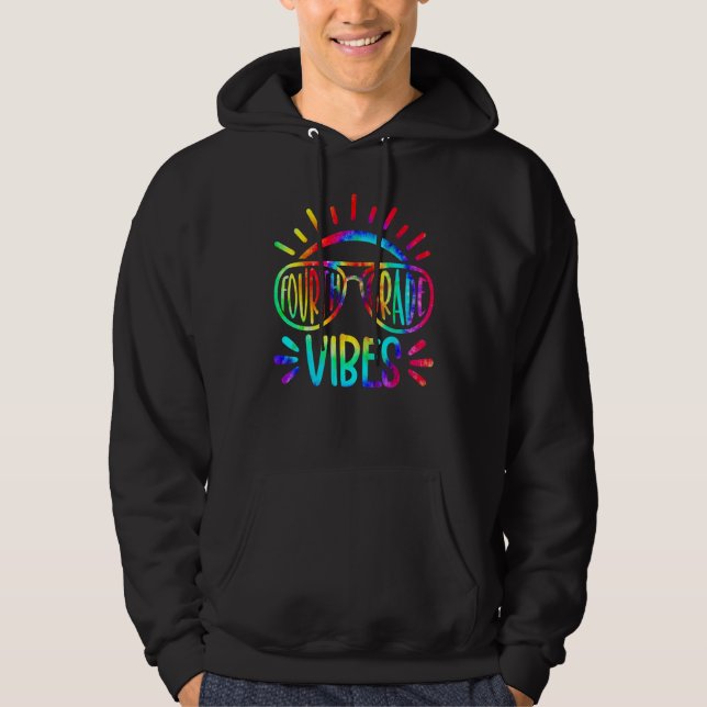 Fourth Grade Vibes First Day Back To School Tie Dy Hoodie (Framsida)