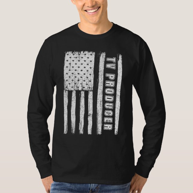 Fourth of July  for Men American Flag tv producer T Shirt (Framsida)