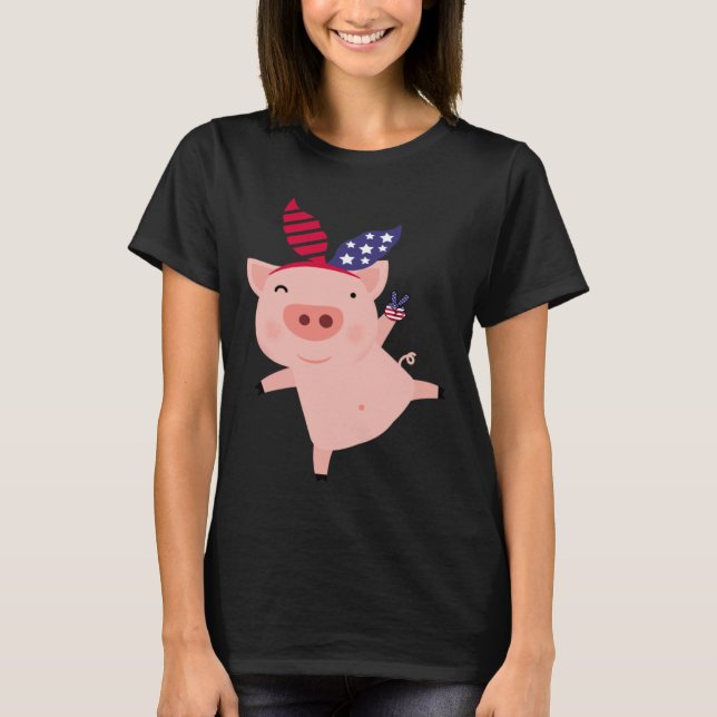 Fourth of July Pig T Shirt (Framsida)