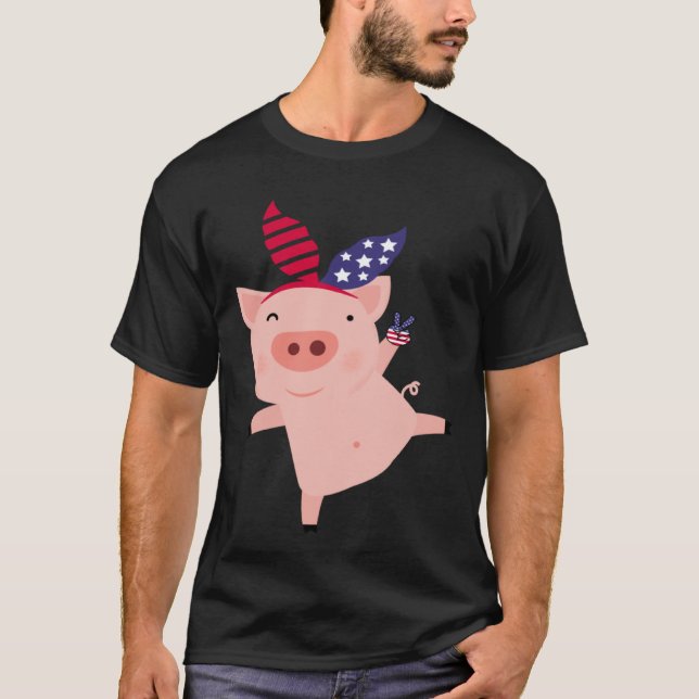 Fourth of July Pig T Shirt (Framsida)