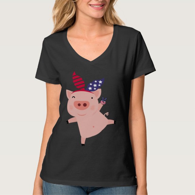 Fourth of July Pig T Shirt (Framsida)