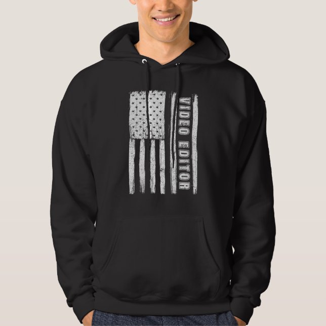 Fourth of July Shirts for Men American Flag video  Hoodie (Framsida)