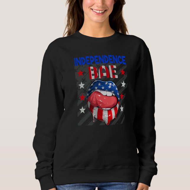 Fourth Of July Us Flag Lips Independence Bae 4th O T Shirt (Framsida)