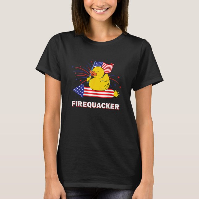 Fourth Of July Usa Patriotic Firecracker Rubber Du T Shirt (Framsida)