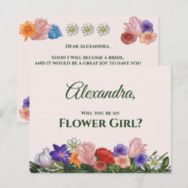 Fowers målning blir min blomma flicka. inbjudan vykort