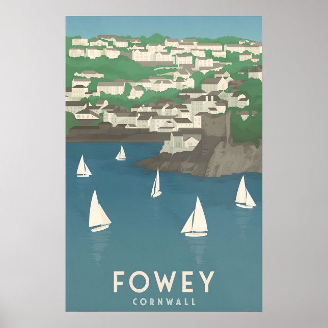 Fowey Cornwall Resoraffisch Poster (Framsidan)