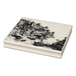 Fowey, Cornwall Vintage Sketch Stämpel