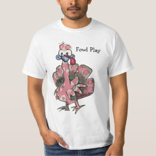 Fowle Play Tecknad Rosa Turkey T shirt
