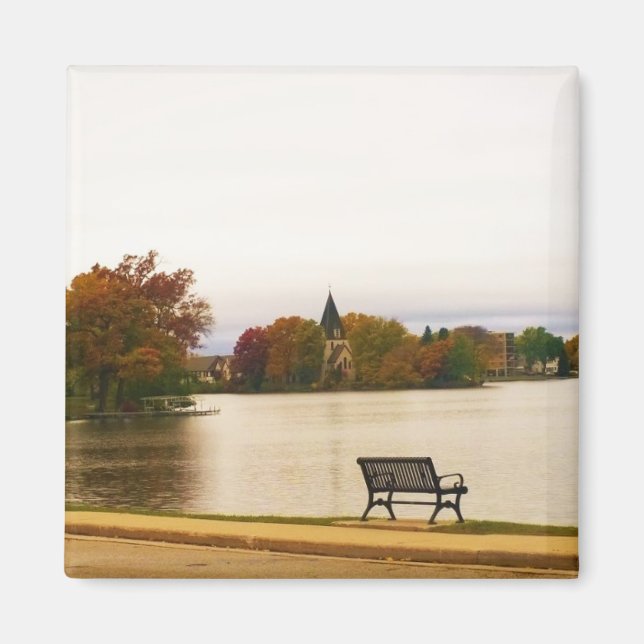 Fowler Sjö under hösten, Wisconsin Magnet (Framsidan)