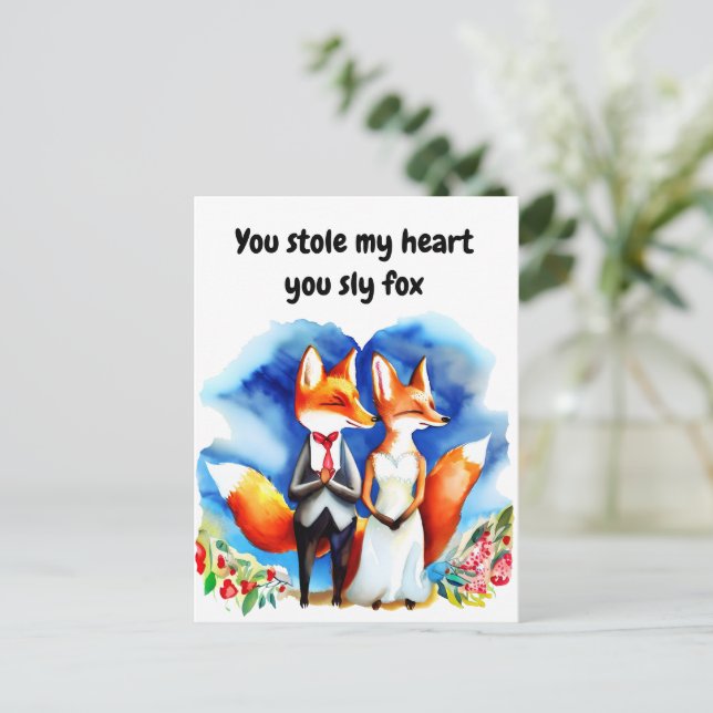 Fox Alla hjärtans dagskort Vykort (Stående Fram)