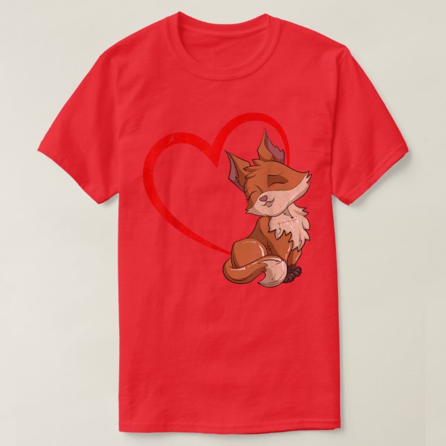 Fox Älskare Heart Forest Animal Lover Nature Wildl T Shirt (Design framsida)